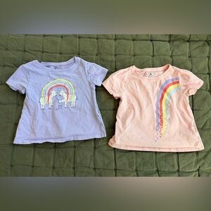 Lot of 2 Gap girls’ rainbow tees, pink & purple, GUC, 3 years